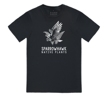 Cargar imagen en el visor de la galería, Sparrowhawk Eco Tee in Dark Grey, available for purchase at Sparrowhawk Native Plants in Portland, OR