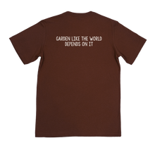 Load image into Gallery viewer, Sparrowhawk Eco Tee in Redwood. Made by Farm Fresh Clothing Co, these unisex sized tees are Made in the USA, 100% Cotton, and printed with eco-friendly water-based inks.