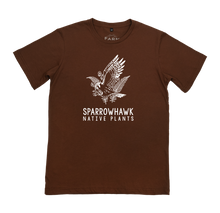 Load image into Gallery viewer, Sparrowhawk Eco Tee in Redwood. Made by Farm Fresh Clothing Co, these unisex sized tees are Made in the USA, 100% Cotton, and printed with eco-friendly water-based inks.